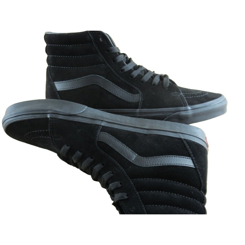 Vans Men's Sk8-Hi All Black Striped Classic Suede Skate shoes Sizes NIB - Picture 7 of 7